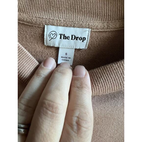 The Drop Women's Round Neck Long Sleeves Pullover Sweatshirt Cream Neutral Sz S - Picture 4 of 9